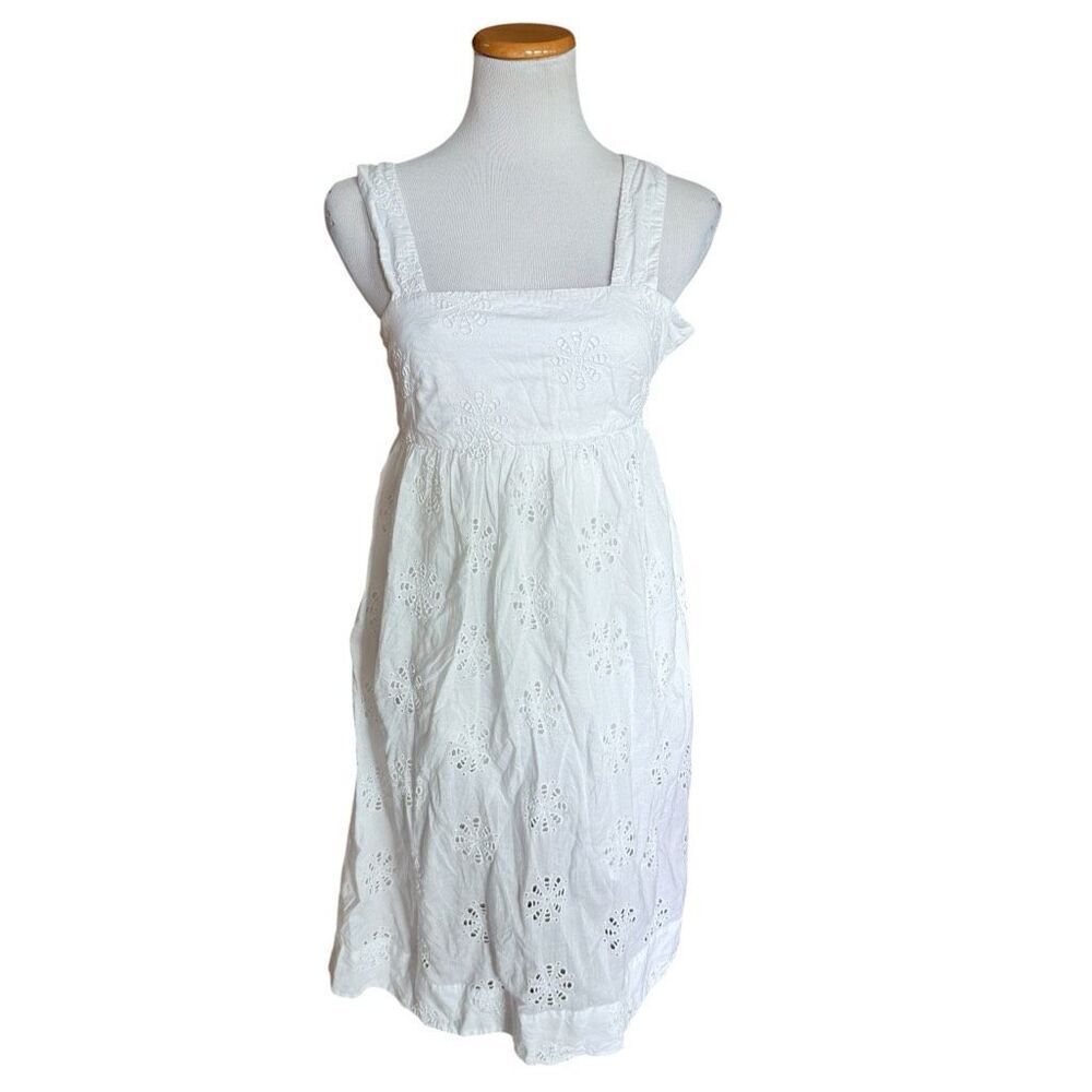 Womens Banana Republic Vintage White Sleeveless Eyelet Summer Dress - Sz 2